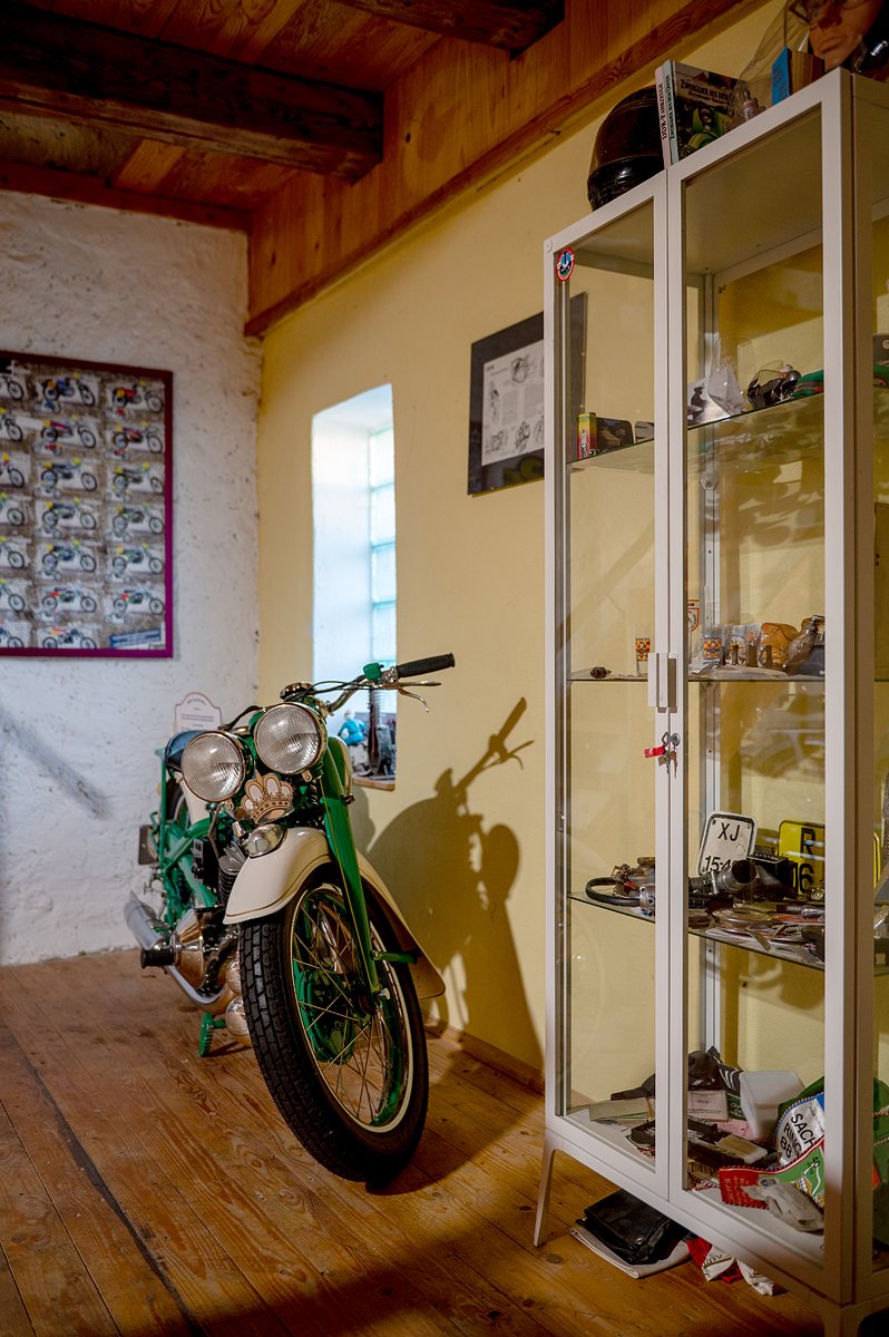 Historisches Motorrad in der Ausstellung